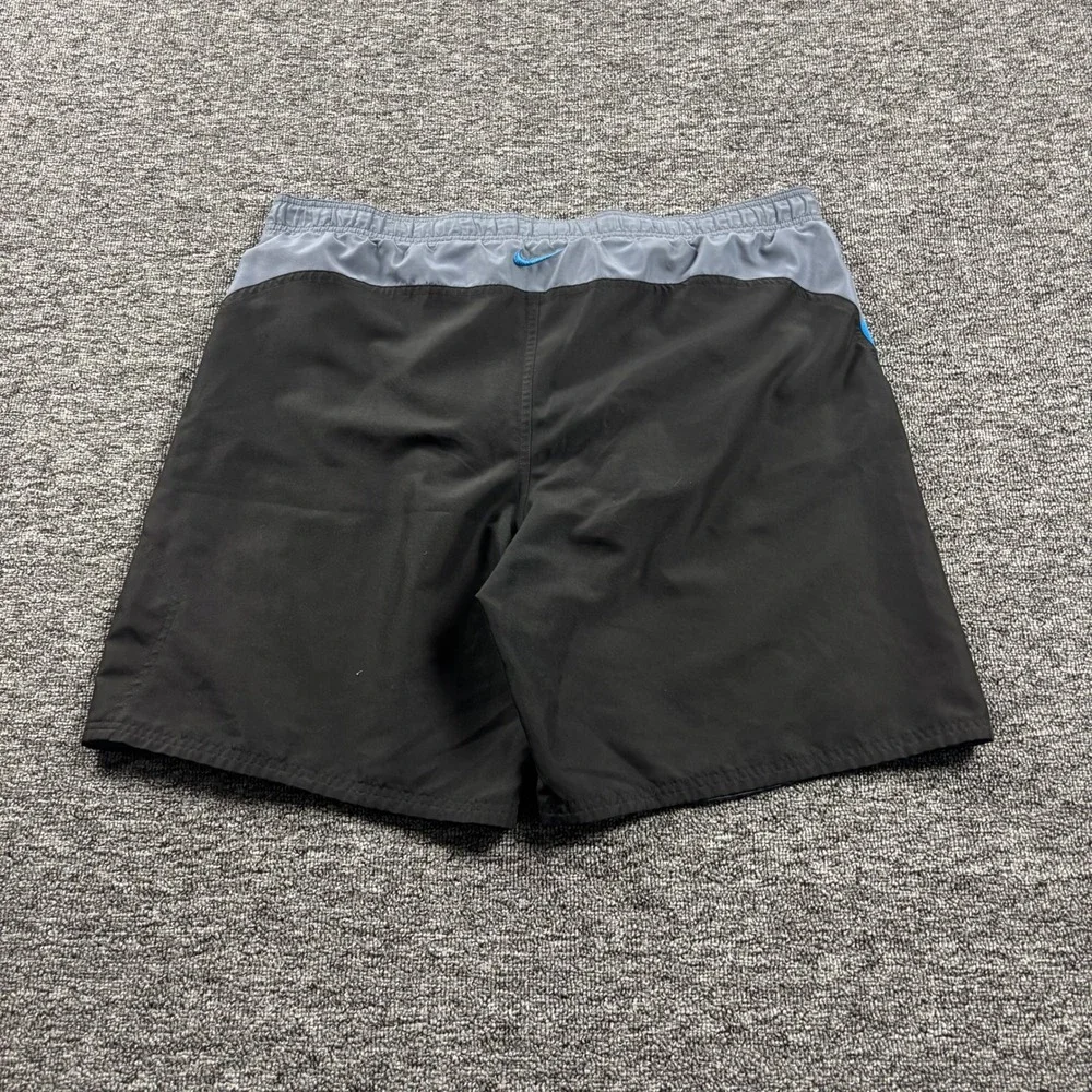 Y2K‎ 2000s Embroidered Nike 9 Inch Board Shorts Black/Grey/Blue Mens Size XL